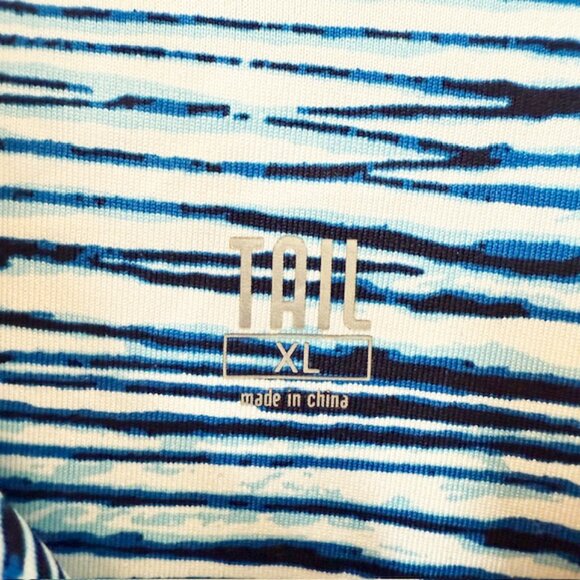 Tail Short-Sleeve Golf Top, Blue Stripe Print, Size XL - Picture 3 of 5